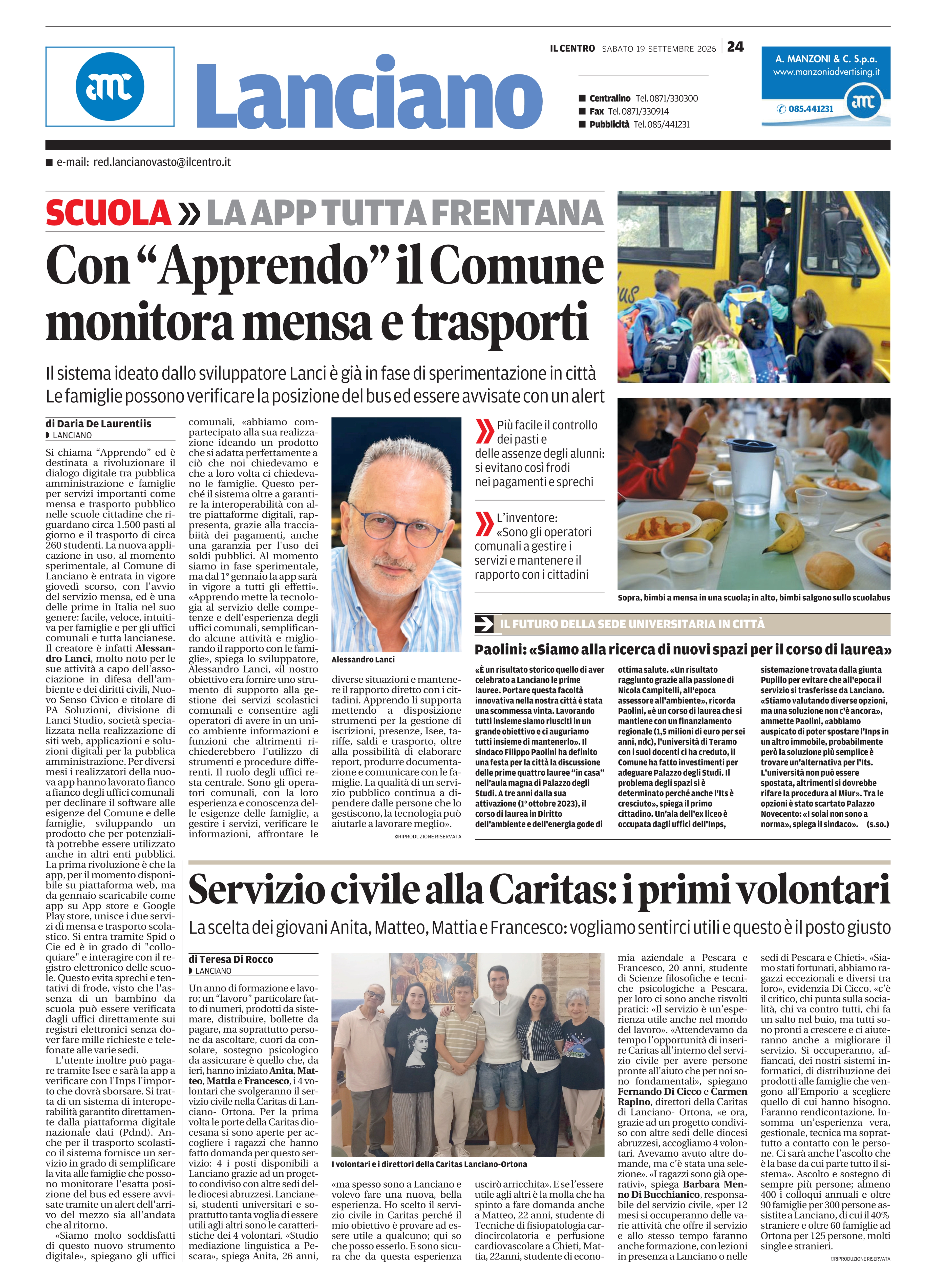Il Centro: l’articolo su Apprendo nella cronaca di Lanciano